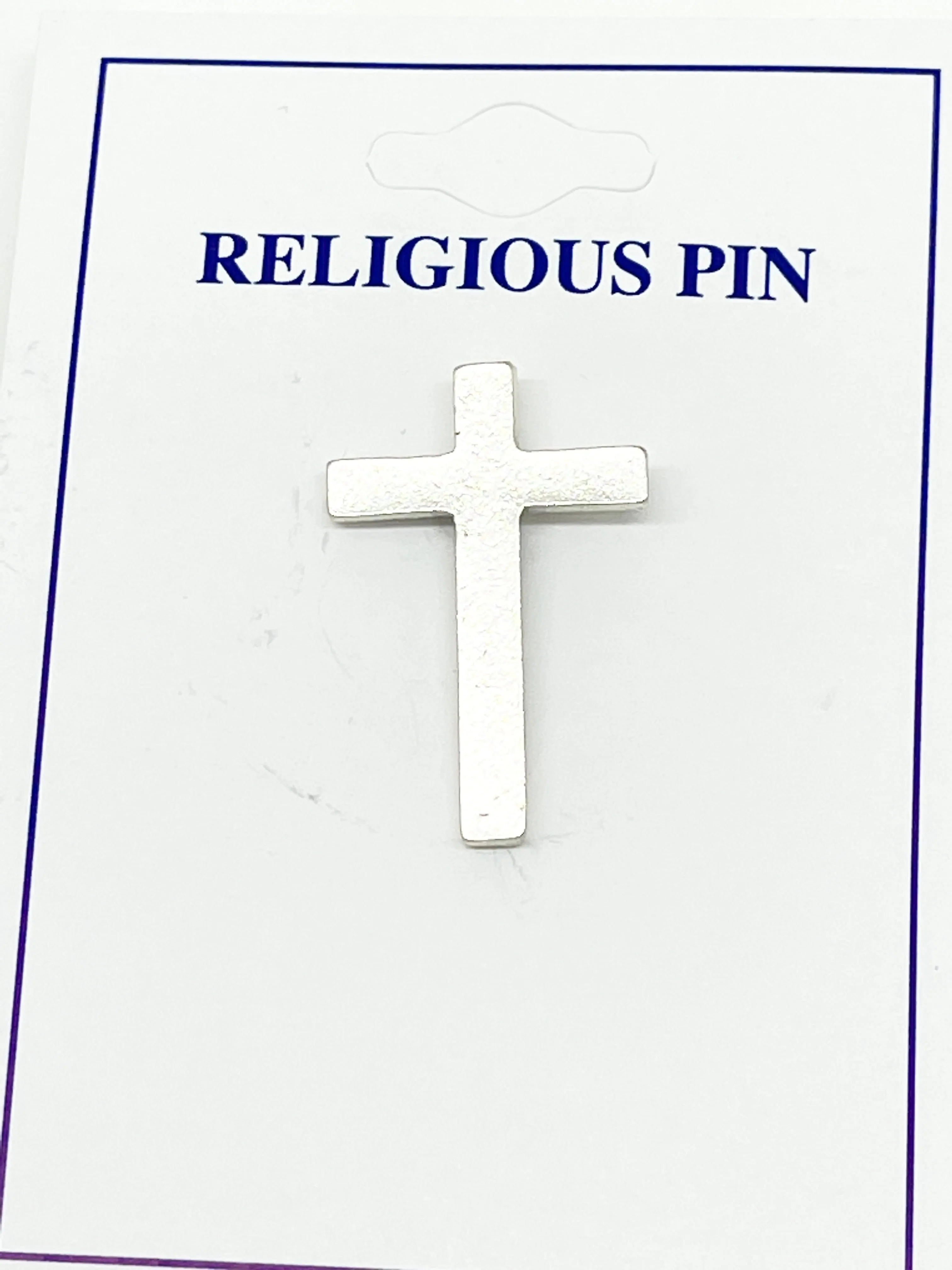 Silver Simple Cross Pin 1"