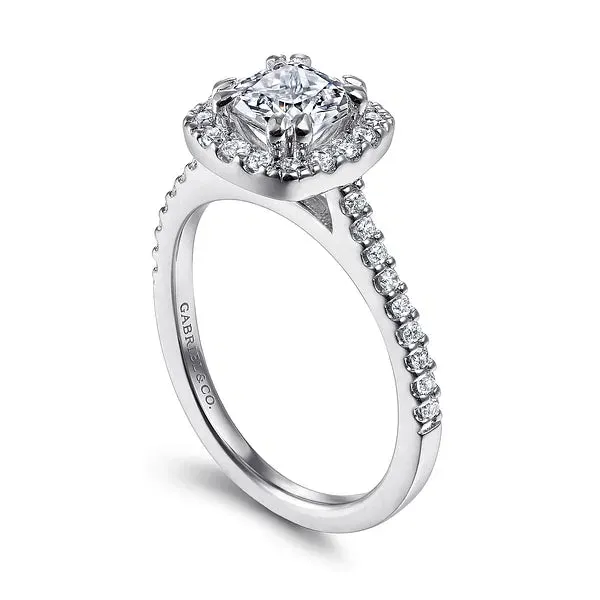 Simple Cushion Halo Diamond Engagement Ring Mounting