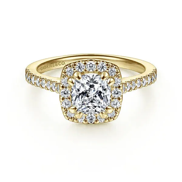 Simple Cushion Halo Diamond Engagement Ring Mounting