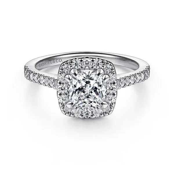 Simple Cushion Halo Diamond Engagement Ring Mounting