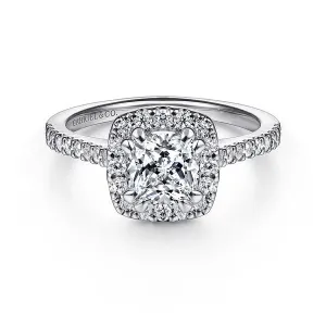 Simple Cushion Halo Diamond Engagement Ring Mounting