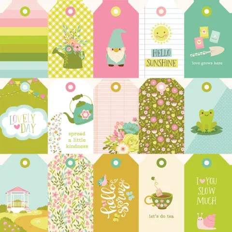 Simple Stories - Tea Garden - 12x12 Single Sheet - Tag Elements