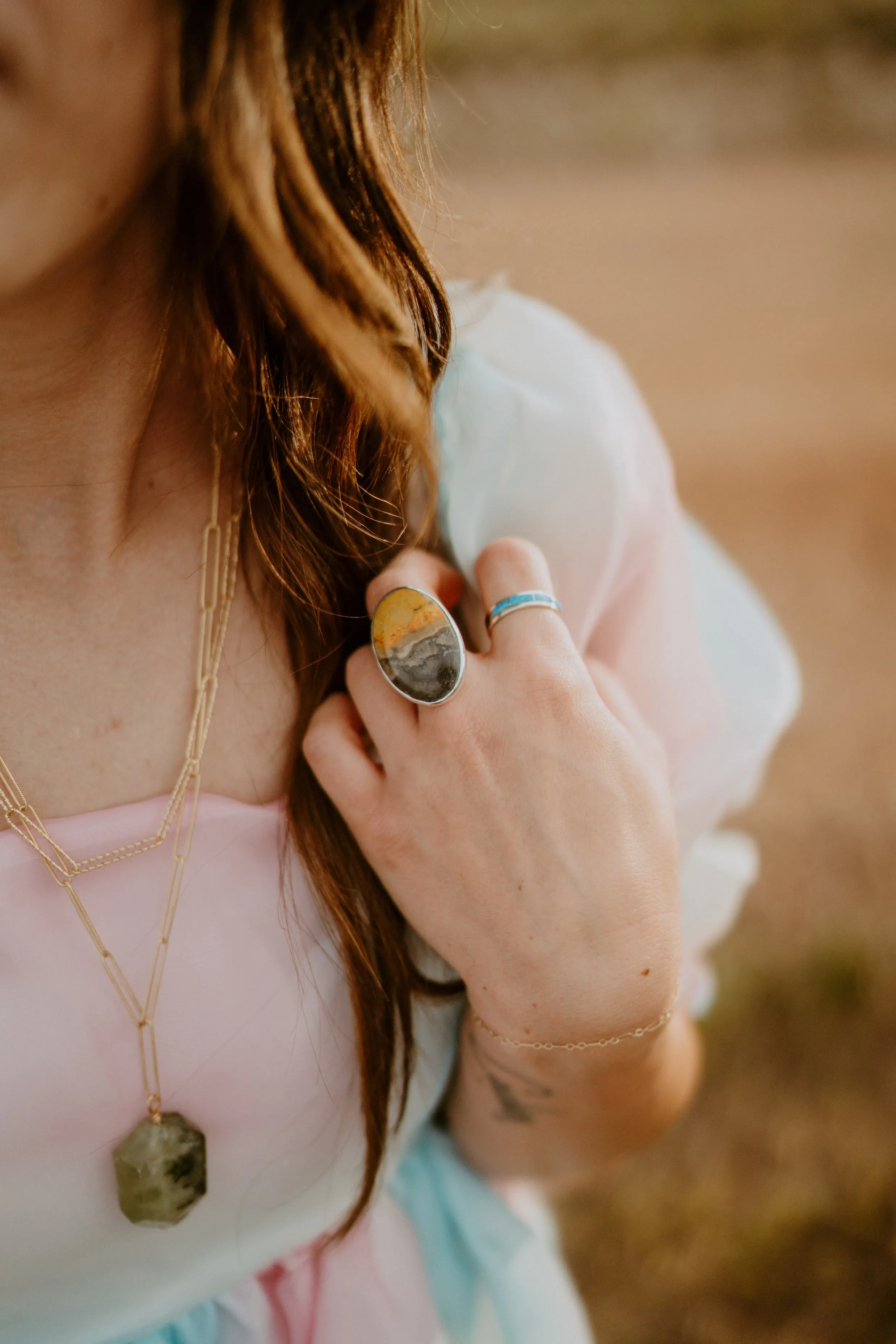 Single Bar Ring | Blue Opal