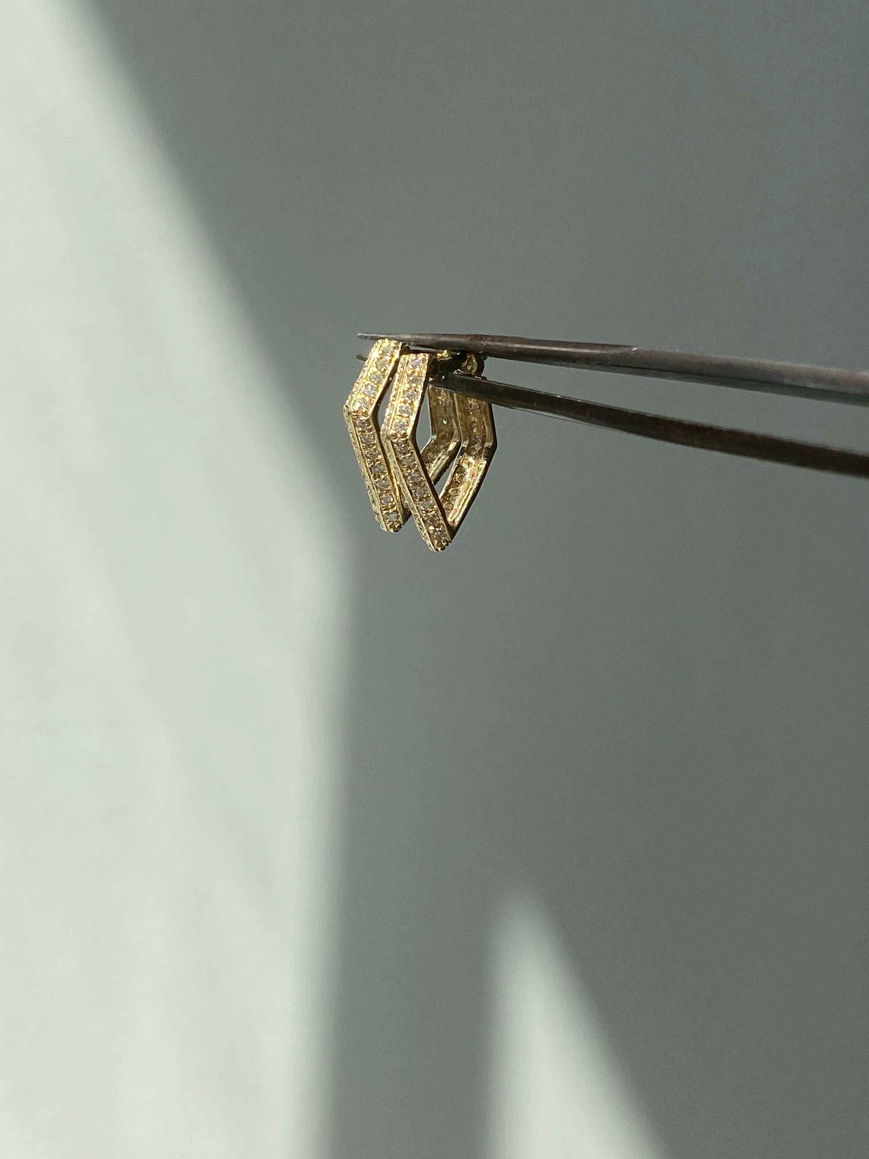 {Single} Double Edge Micro Pave Hoop Earrings