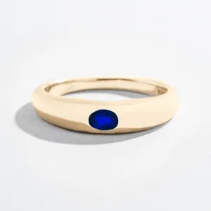 SINGLE GEM DOME RING | 14K GOLD | BLUE SAPPHIRE