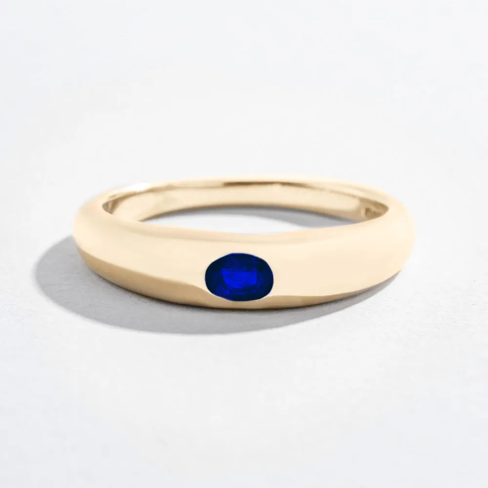 SINGLE GEM DOME RING | 14K GOLD | BLUE SAPPHIRE
