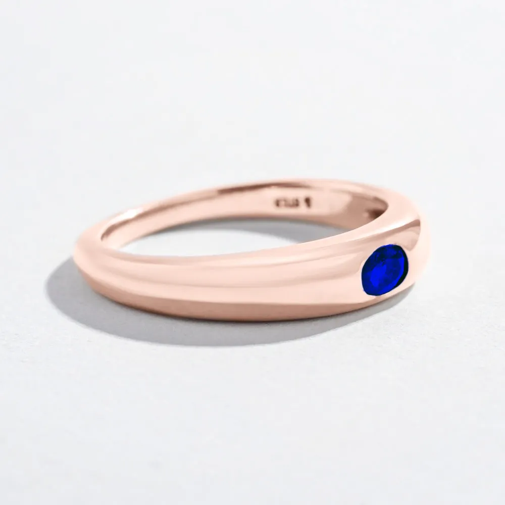 SINGLE GEM DOME RING | 14K GOLD | BLUE SAPPHIRE