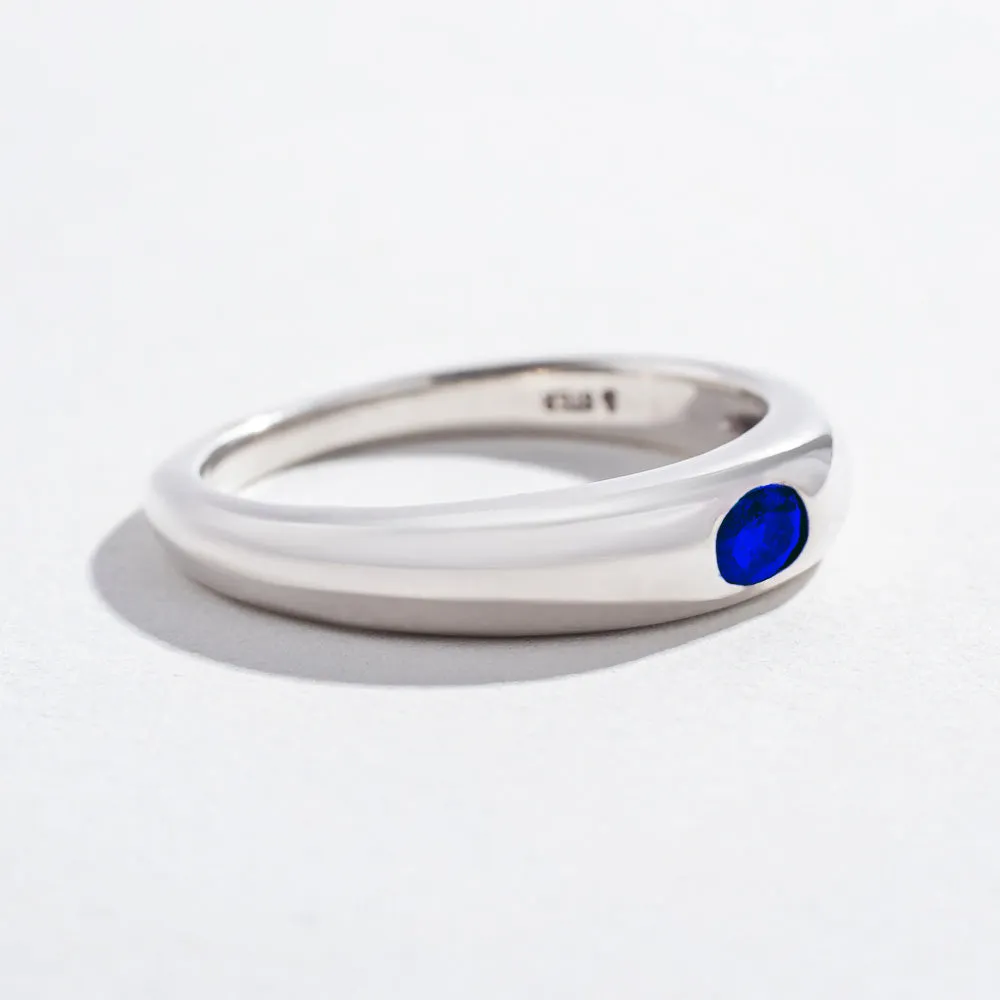 SINGLE GEM DOME RING | 14K GOLD | BLUE SAPPHIRE