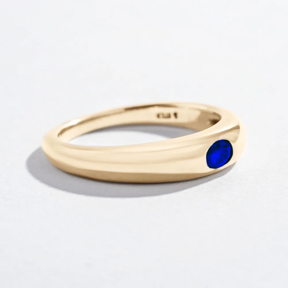 SINGLE GEM DOME RING | 14K GOLD | BLUE SAPPHIRE