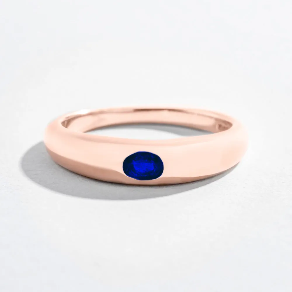 SINGLE GEM DOME RING | 14K GOLD | BLUE SAPPHIRE