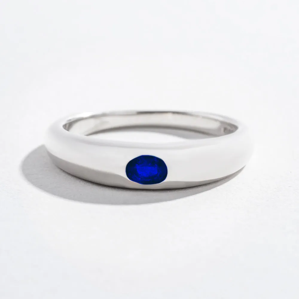 SINGLE GEM DOME RING | 14K GOLD | BLUE SAPPHIRE