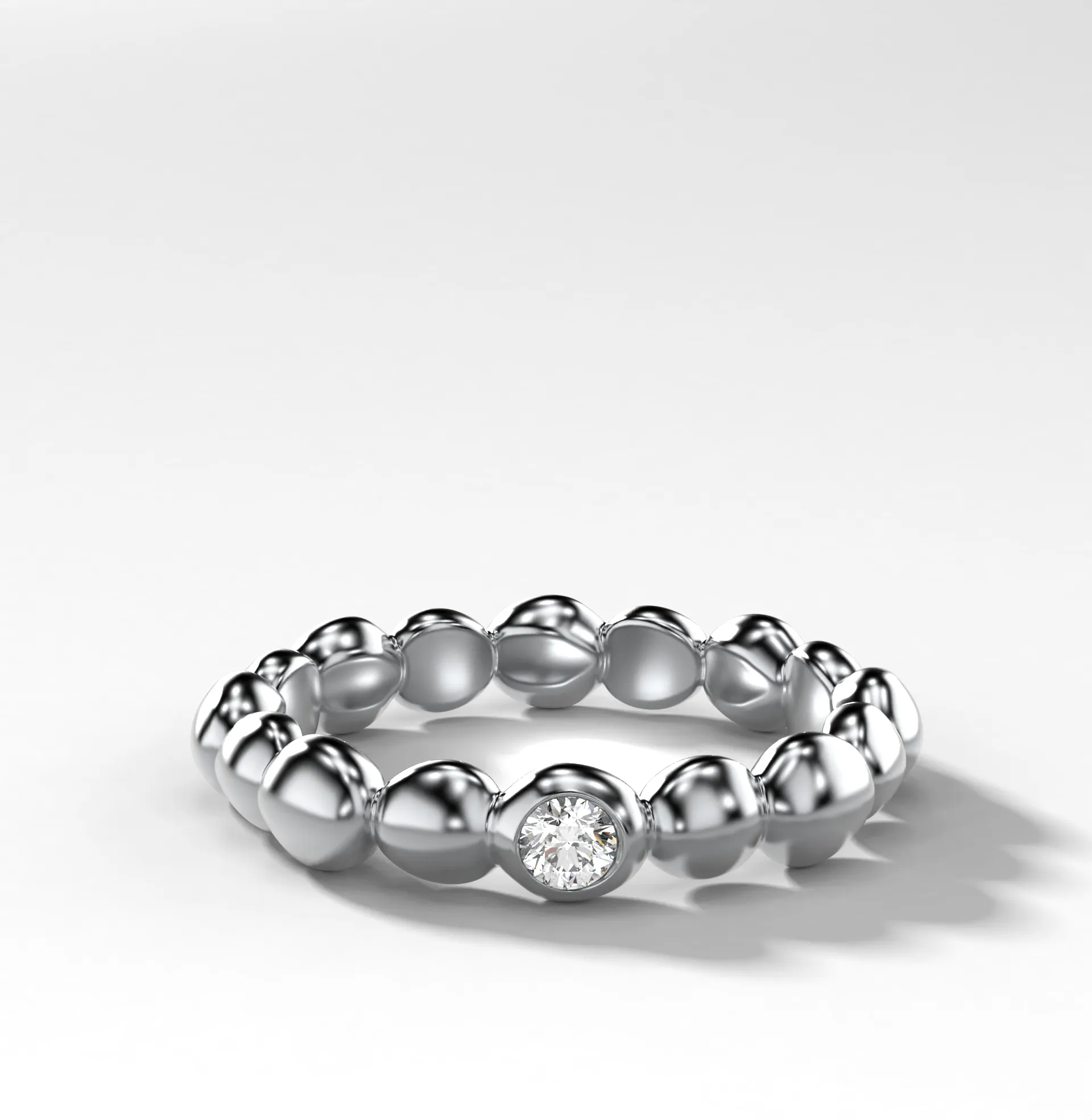 Single Stone Bubble Wedding Band