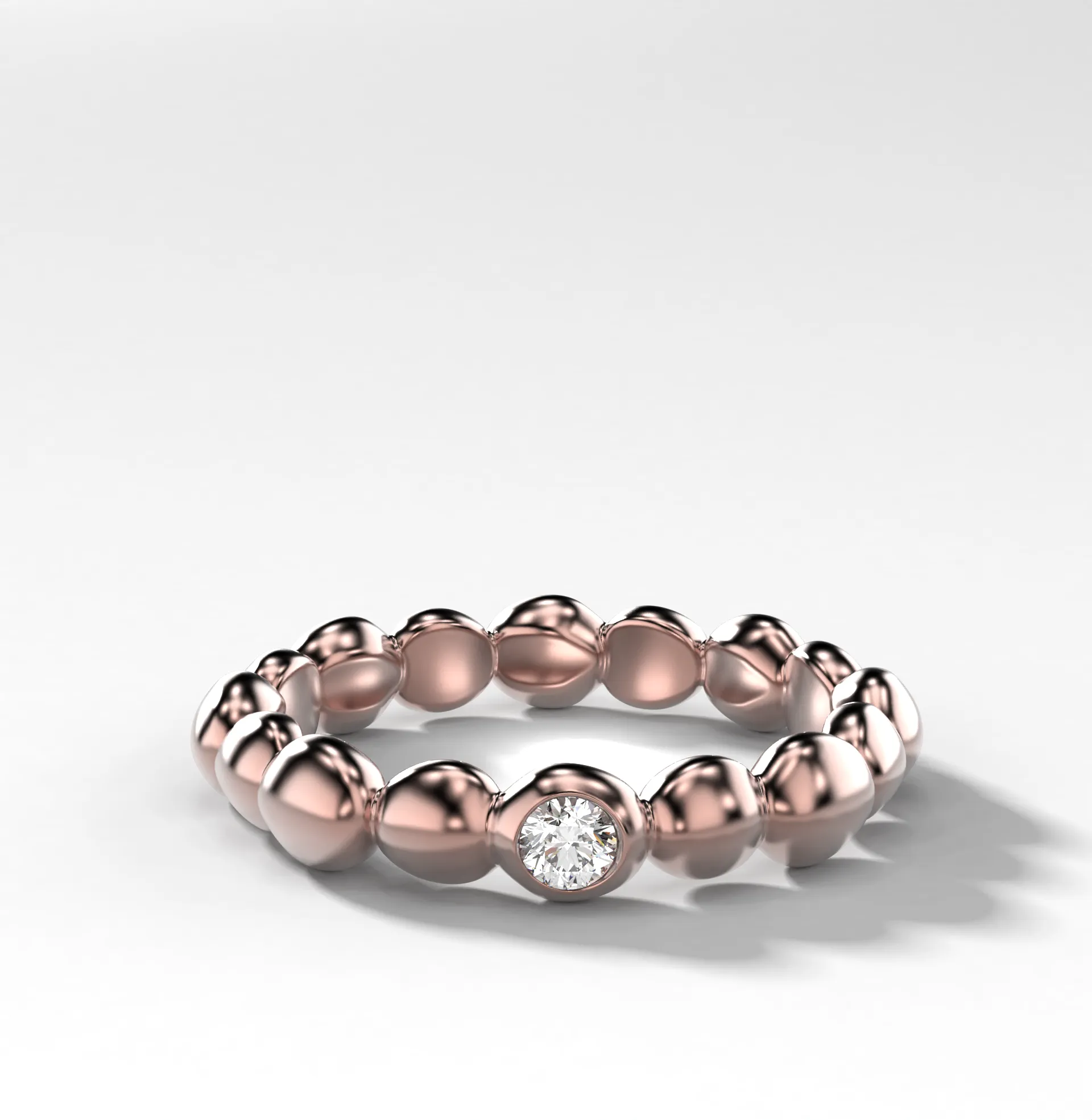 Single Stone Bubble Wedding Band