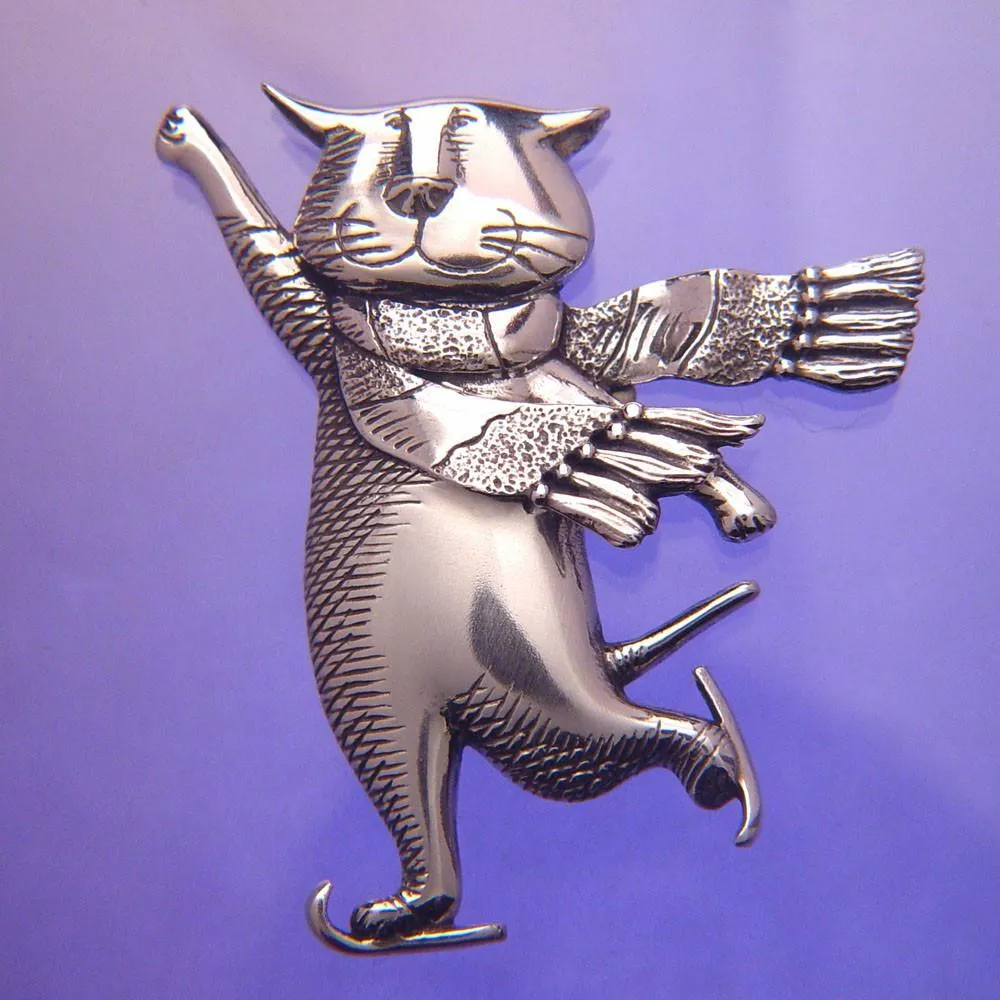 Skating Cat Edward Gorey Pin