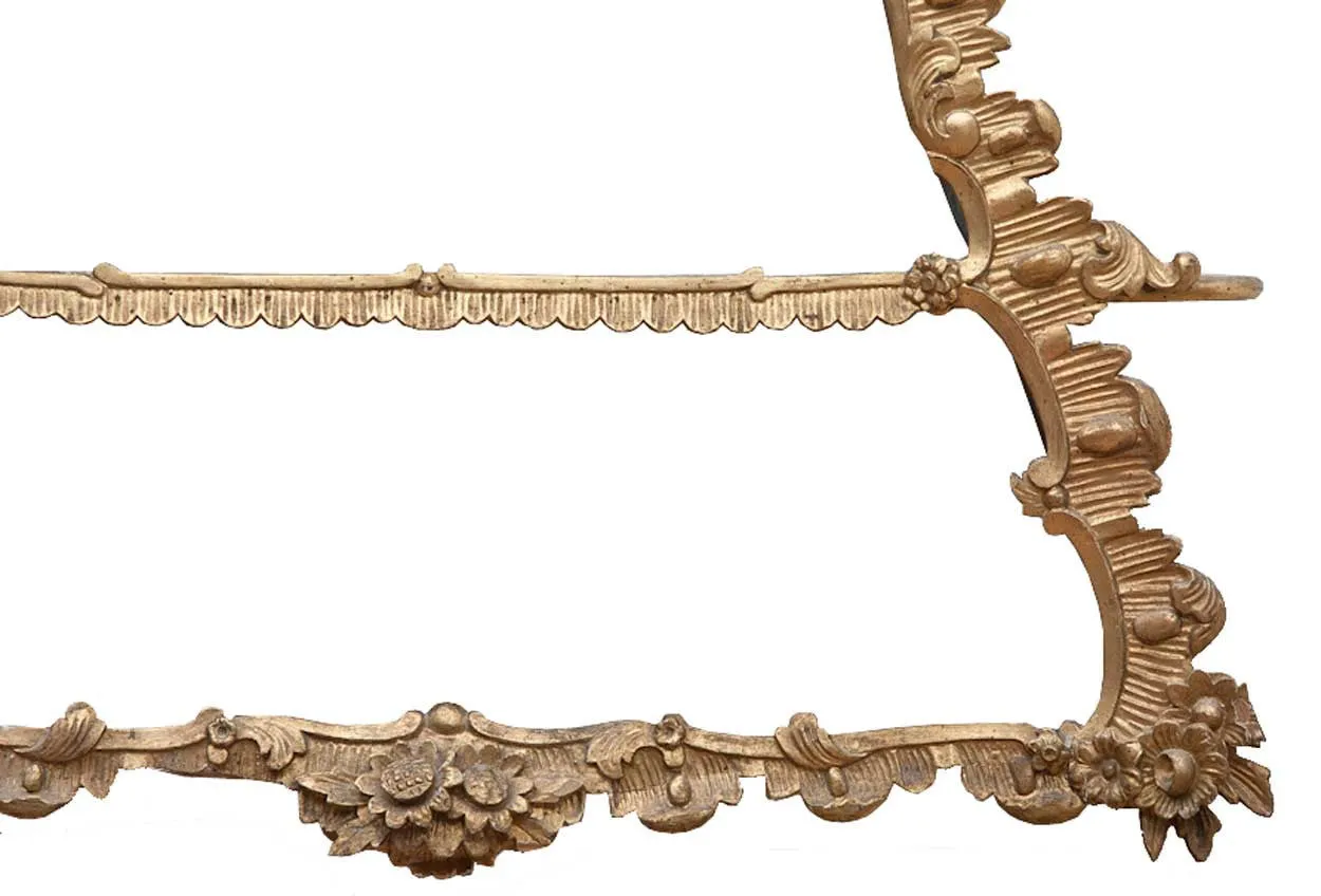 Small Danish Aaholm Castle Rococo Revival Giltwood Triangular Hanging Shelf