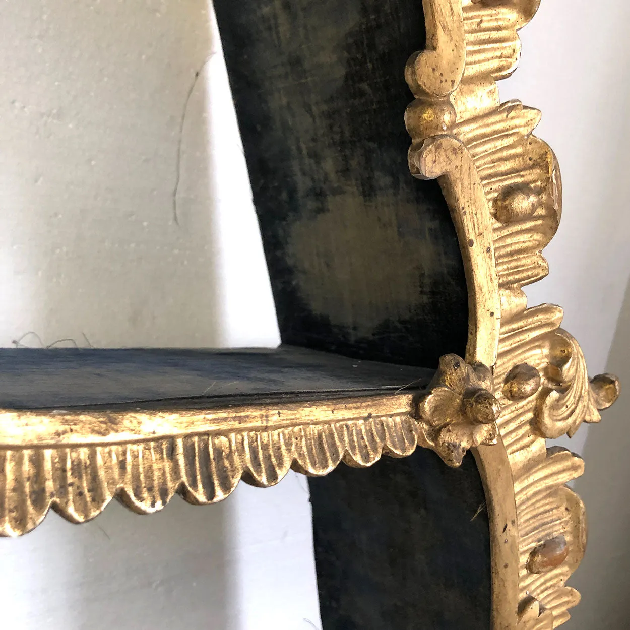 Small Danish Aaholm Castle Rococo Revival Giltwood Triangular Hanging Shelf