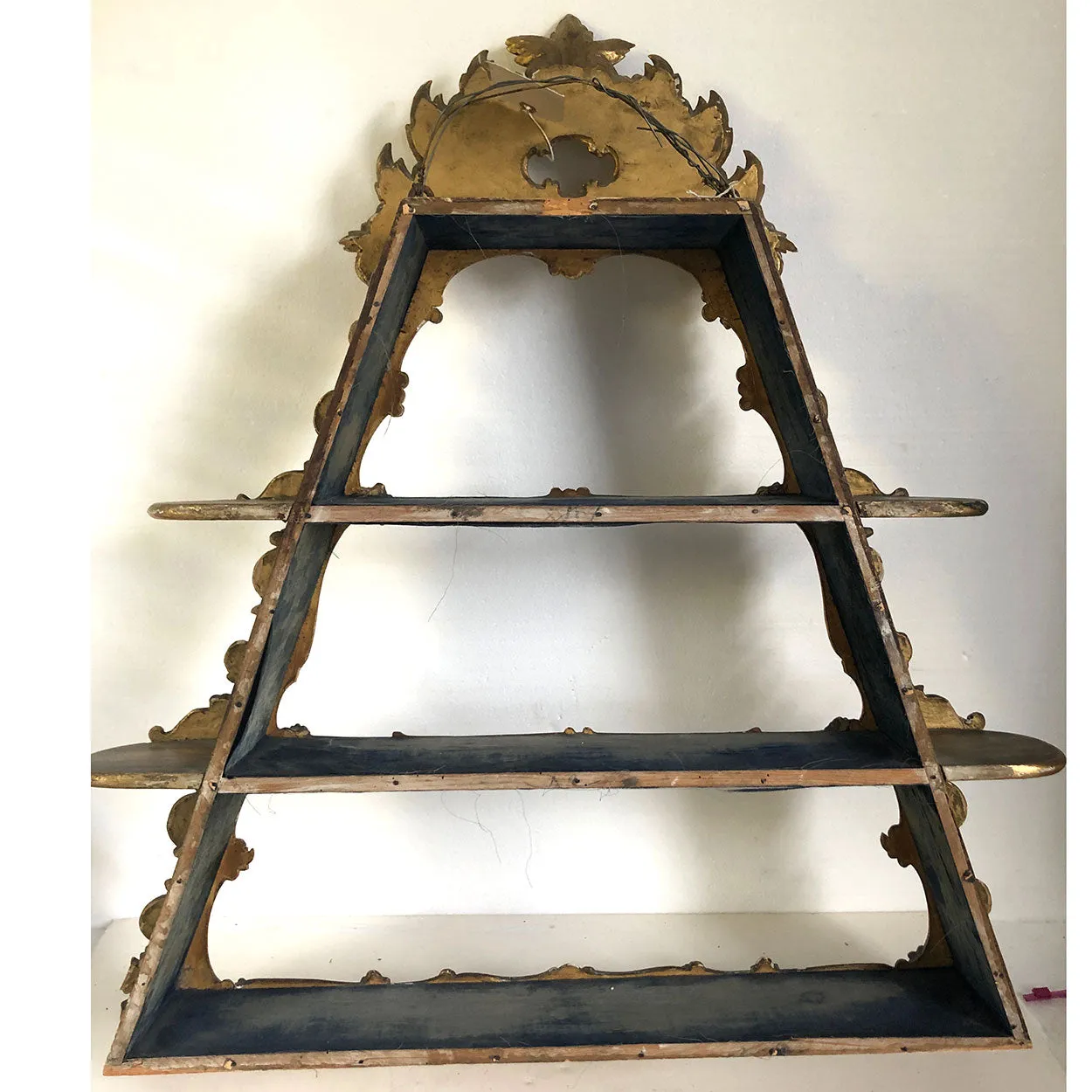 Small Danish Aaholm Castle Rococo Revival Giltwood Triangular Hanging Shelf
