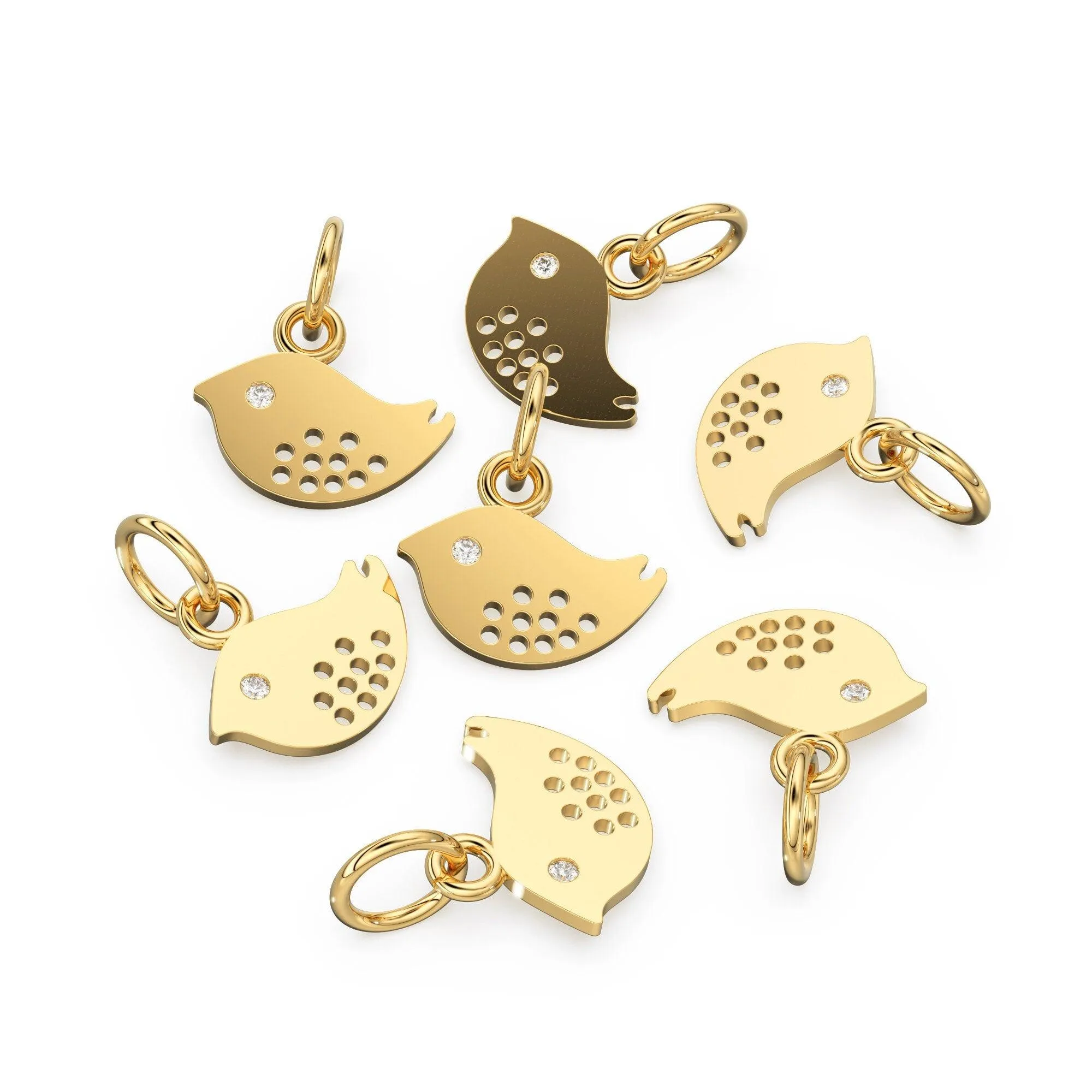 Solid Gold Bird Charm Pendant / 14k 18k Solid Gold Pendant / Bird Pendant / Sale