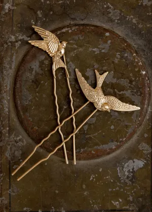 Sparrow Pins in Sand Gold