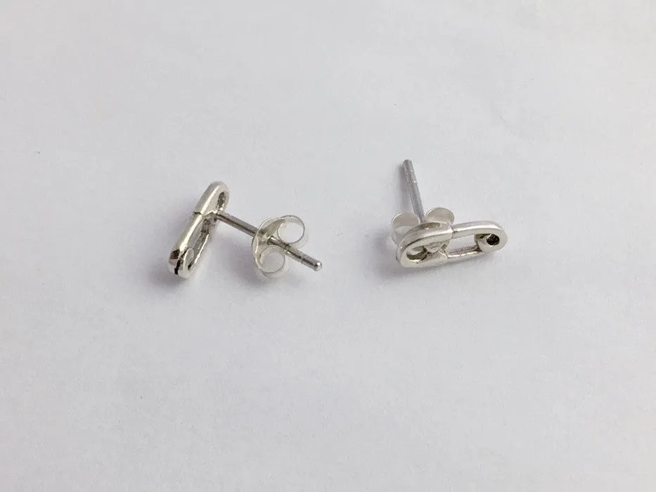 Sterling Silver small safety pin stud earrings-punk,diaper,pins, safe ally, baby