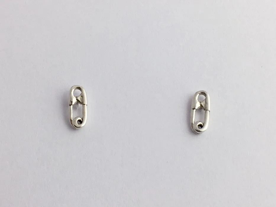 Sterling Silver small safety pin stud earrings-punk,diaper,pins, safe ally, baby