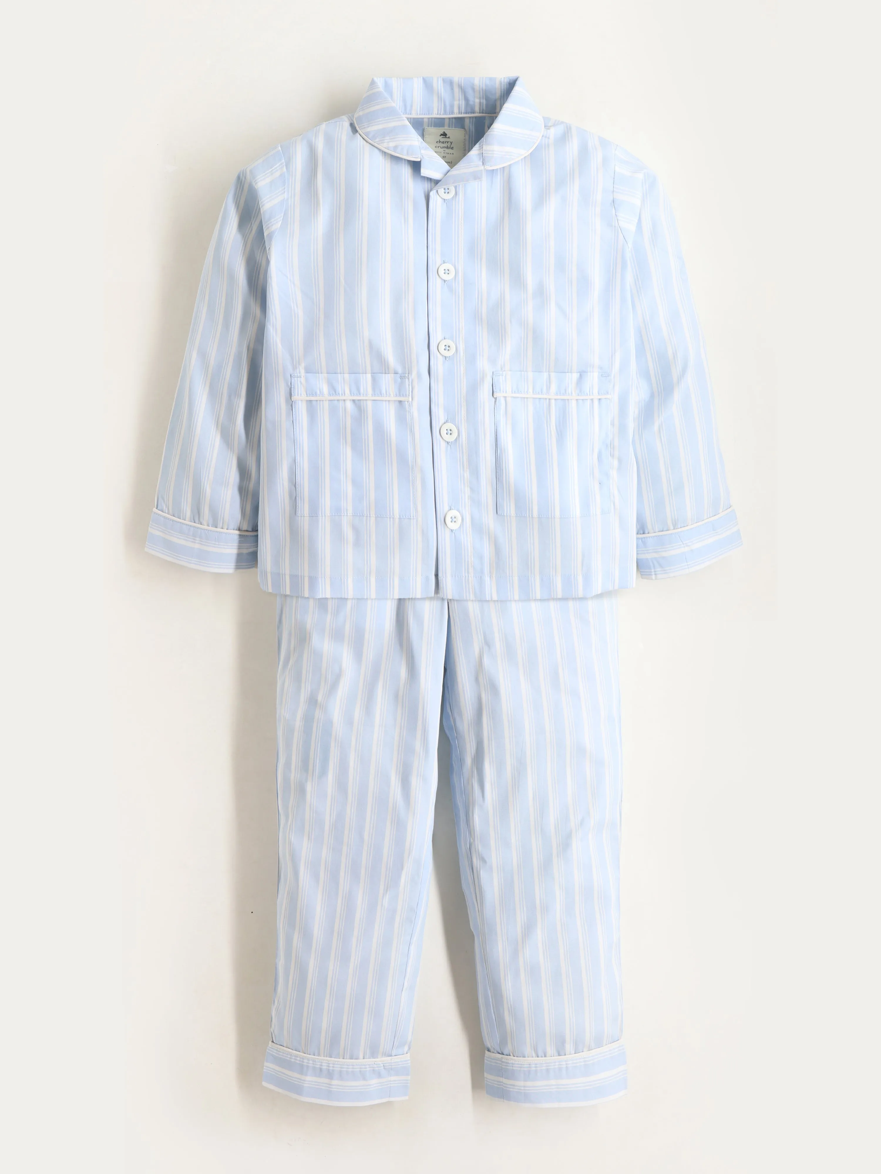 Striped Sky Blue Night Suit for Kids
