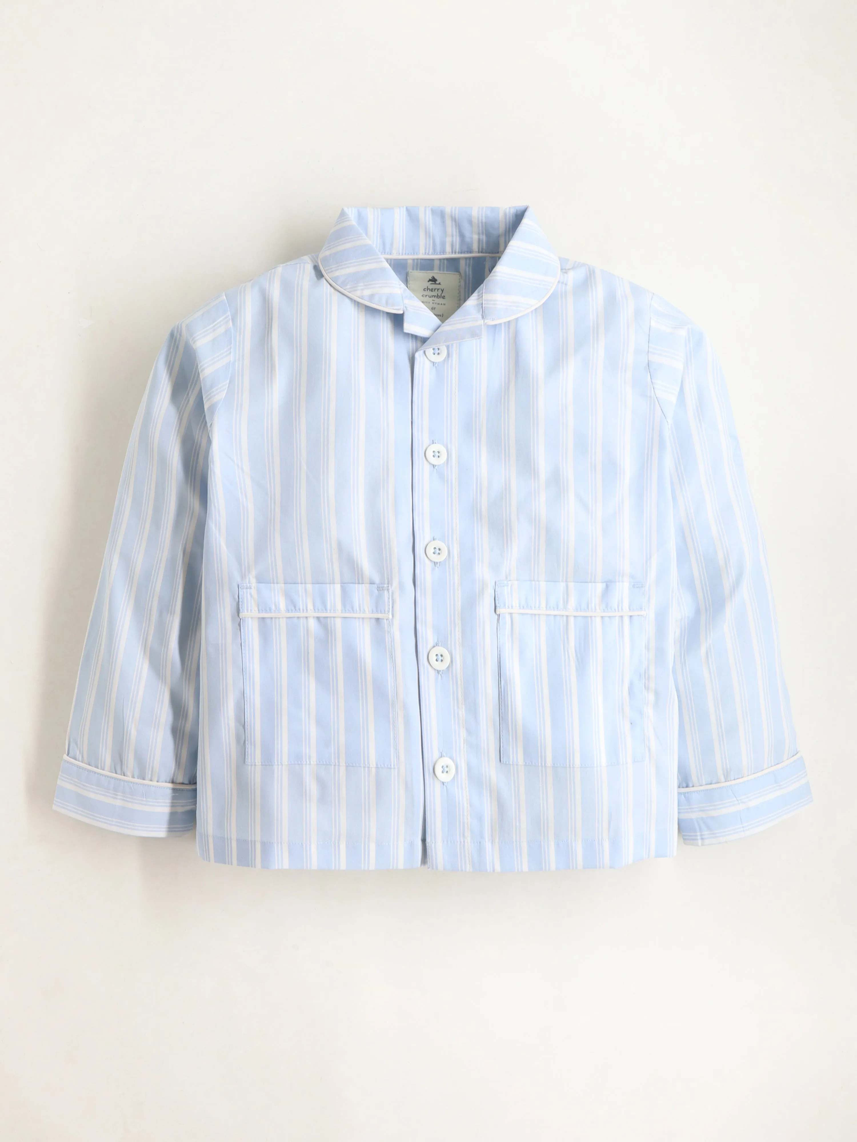Striped Sky Blue Night Suit for Kids