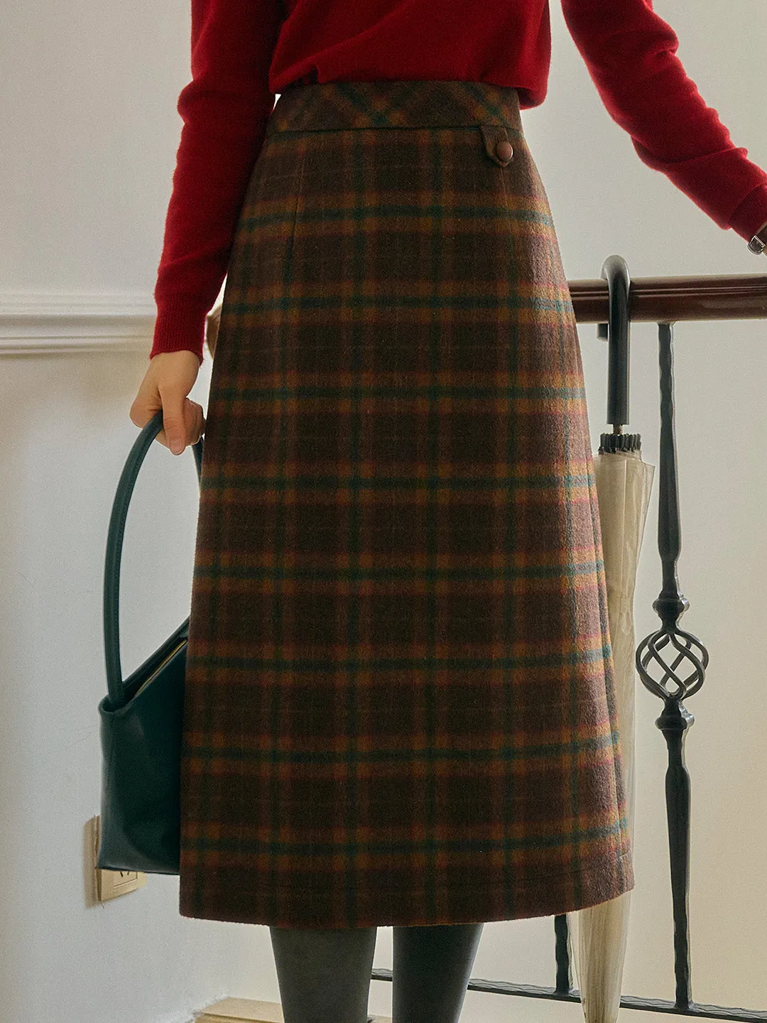Tallulah Scottish Vintage Plaid Straight Skirt