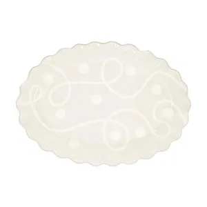 Taupe White Oval Platter