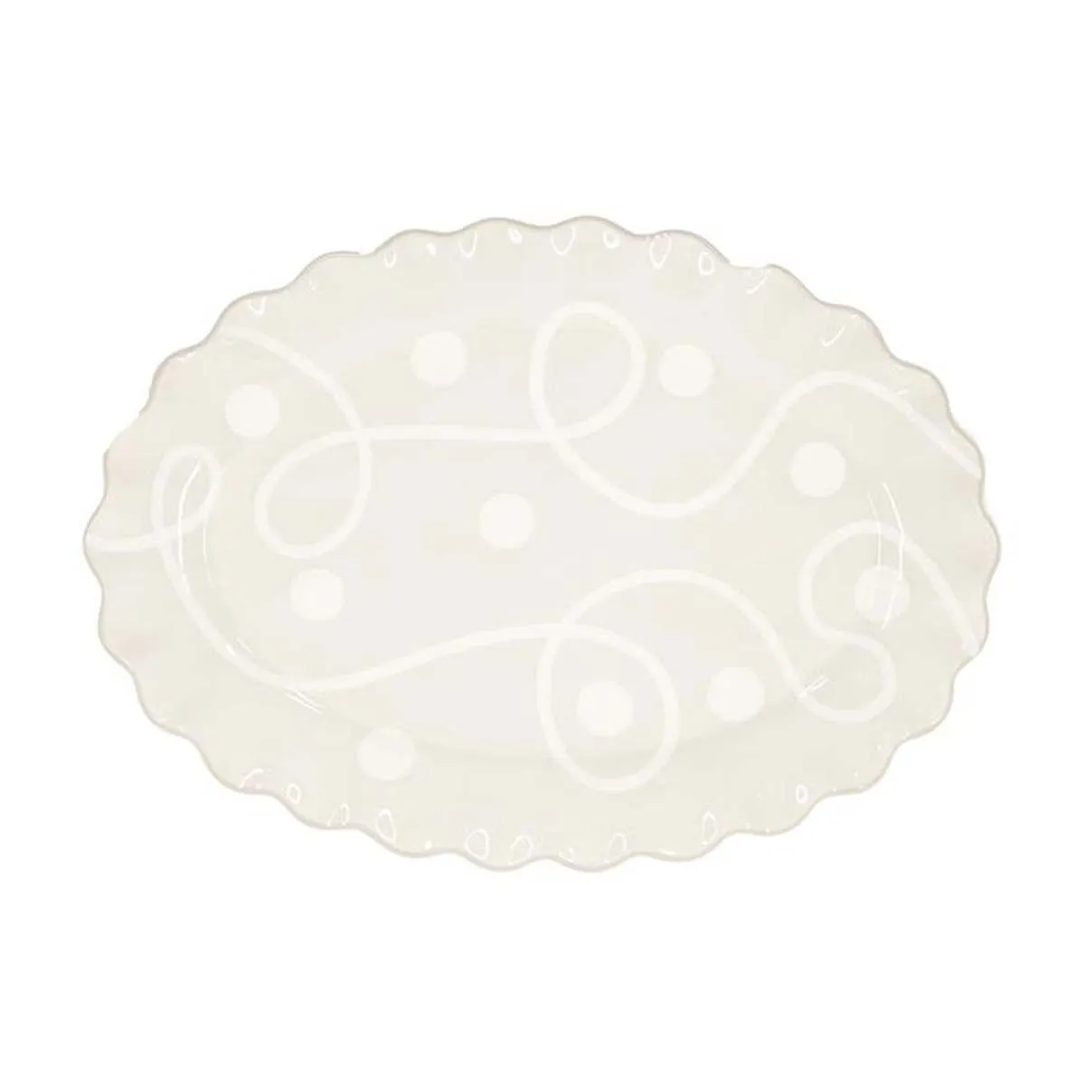 Taupe White Oval Platter
