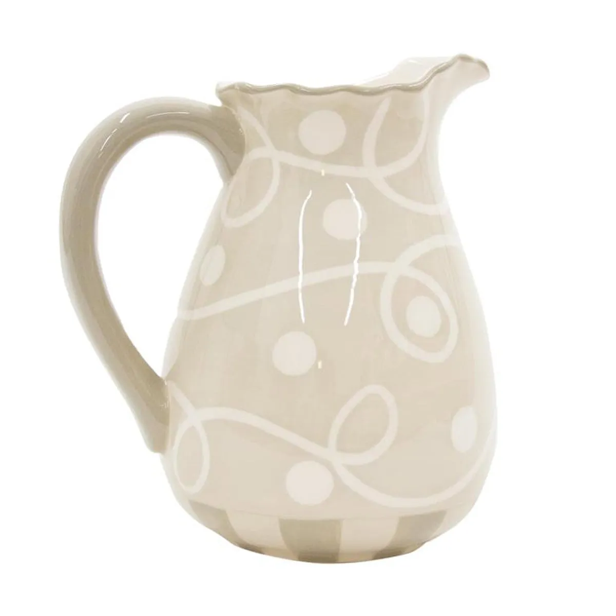 Taupe White Ruffle Pitcher