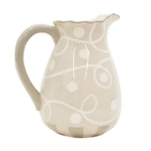 Taupe White Ruffle Pitcher