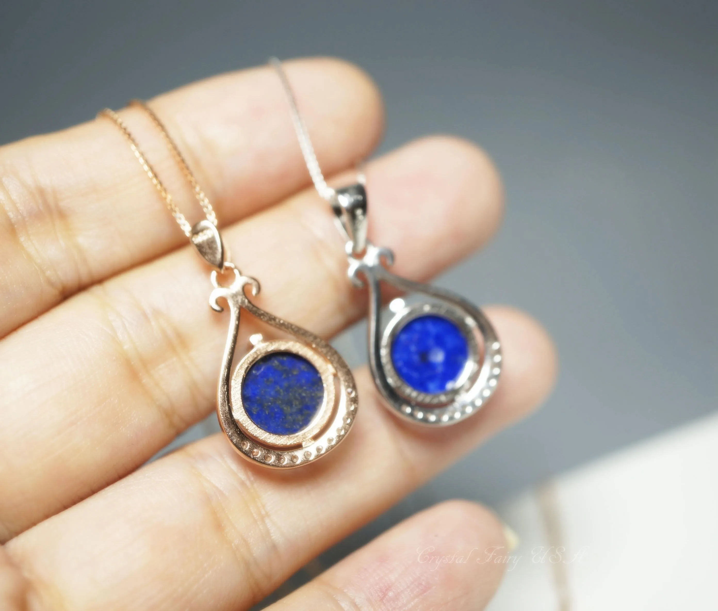 Teardrop Lapis Lazuli Necklace, Rose Gold Lapis Necklace, 925 Sterling Silver Natural Lapis Lazuli Pendant, Simple Single Lapis Jewelry