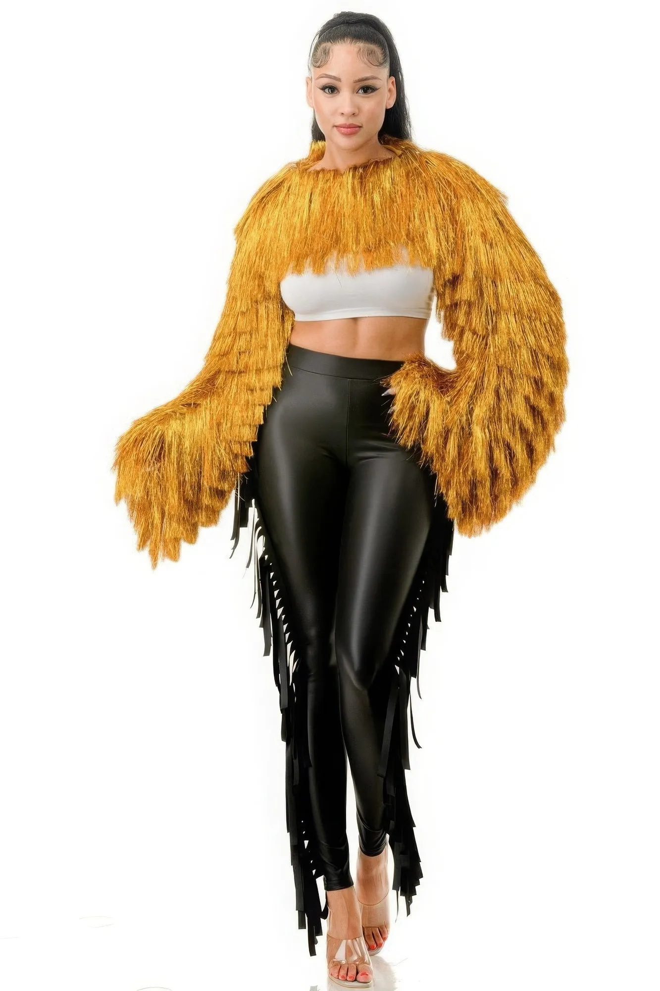 Tinsel Bolero Half Top with Long Sleeves