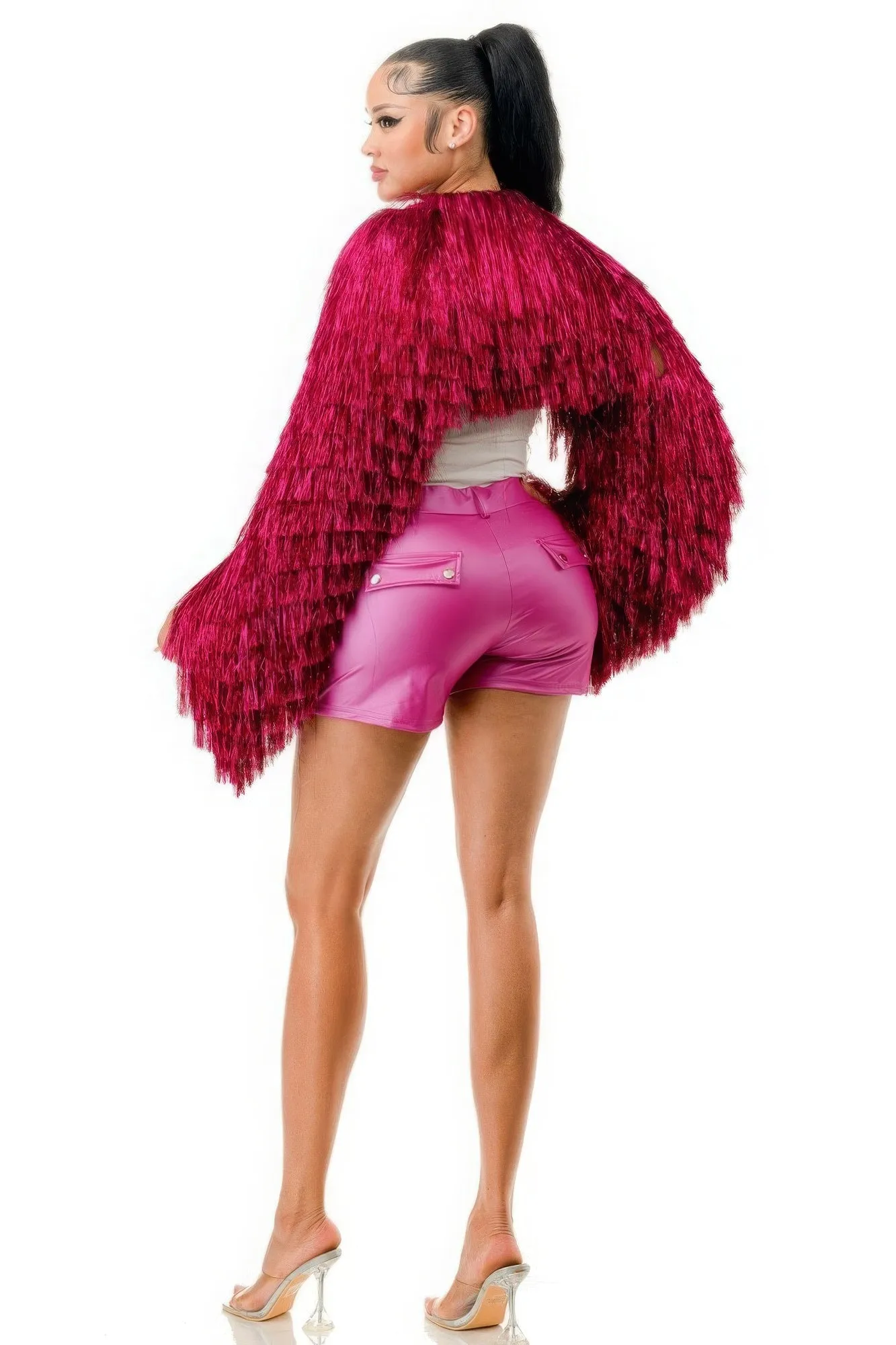 Tinsel Bolero Half Top with Long Sleeves