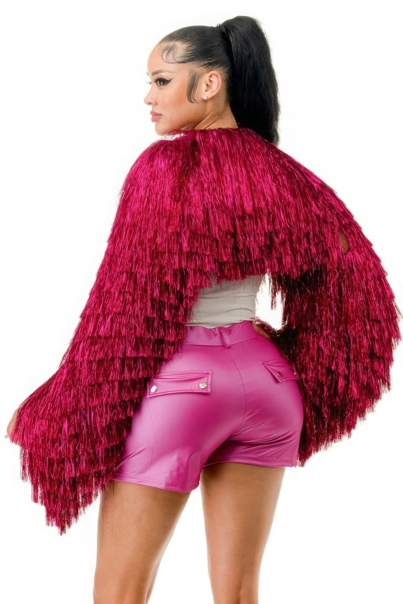 Tinsel Bolero Half Top with Long Sleeves