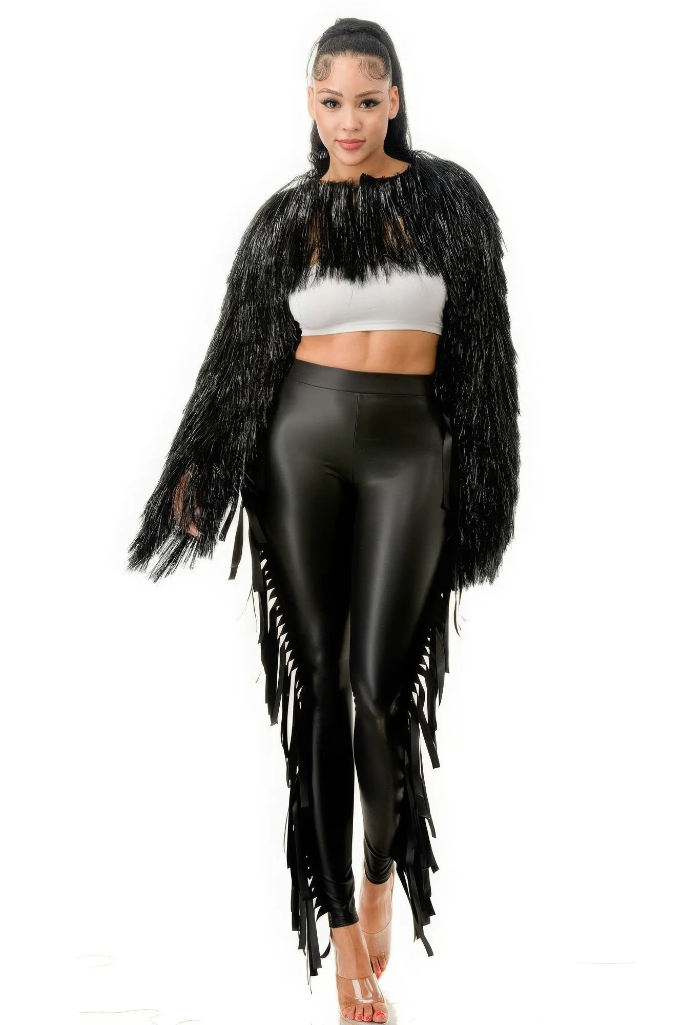 Tinsel Bolero Half Top with Long Sleeves