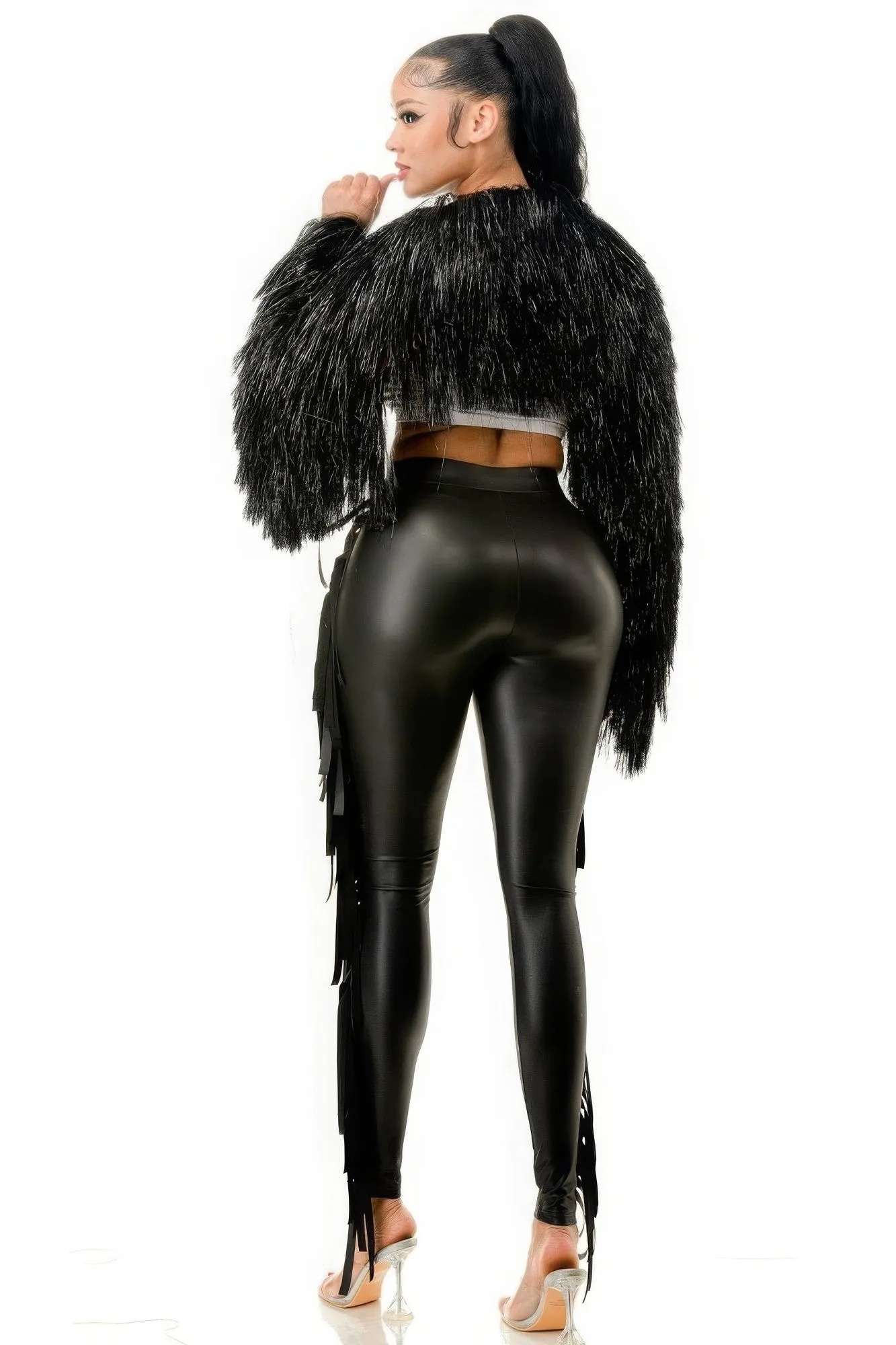 Tinsel Bolero Half Top with Long Sleeves