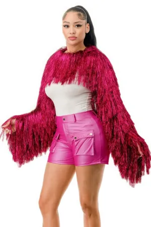 Tinsel Bolero Half Top with Long Sleeves
