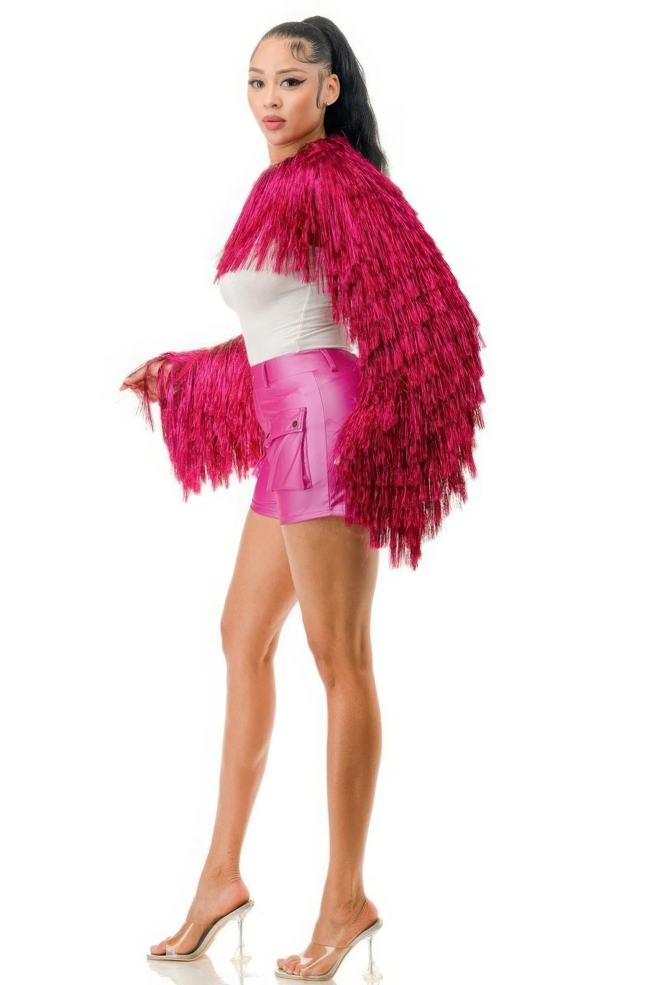 Tinsel Bolero Half Top with Long Sleeves