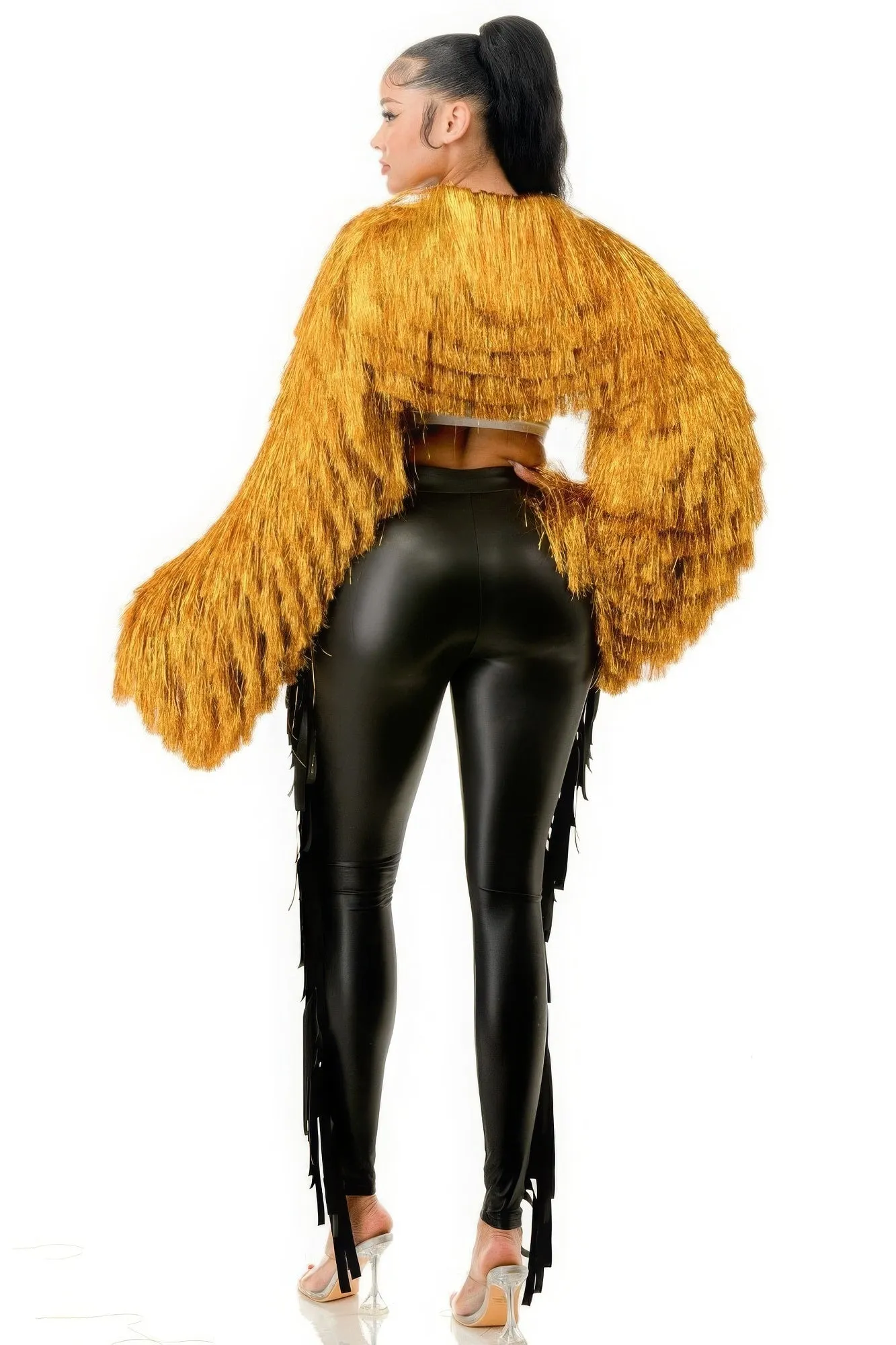 Tinsel Bolero Half Top with Long Sleeves