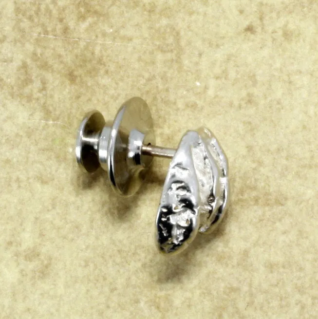 Tiny 925 Sterling Silver Pecan Tie Tack or Lapel Pin