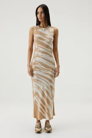 TWIST THROUGH BIAS TANK MAXI | TAN TIE DYE