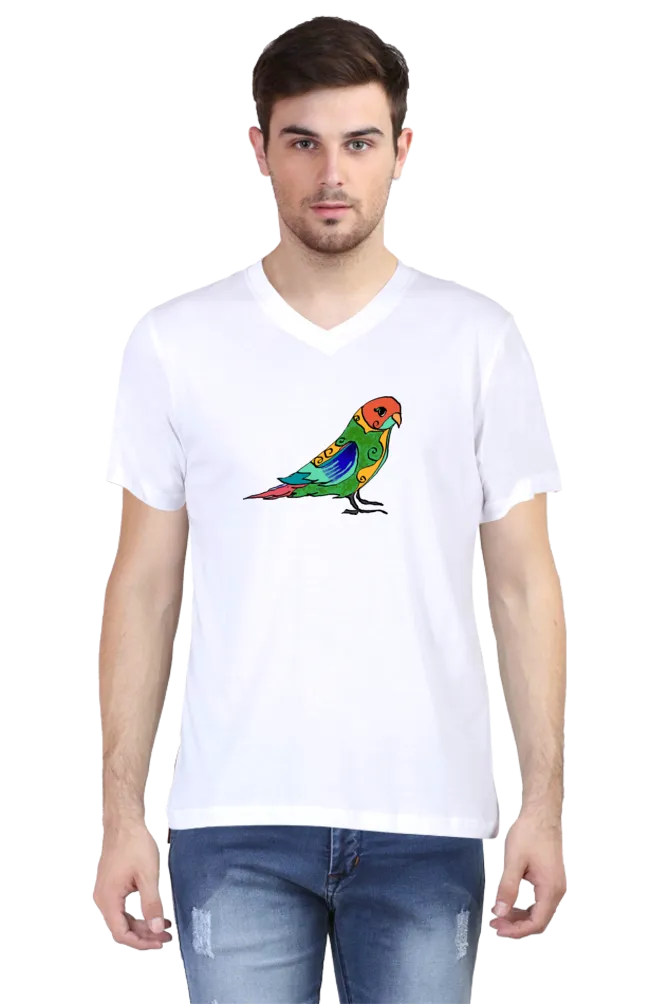 V Neck T-Shirt (Men) - Pretty Jandaya Parakeet (2 Colours)
