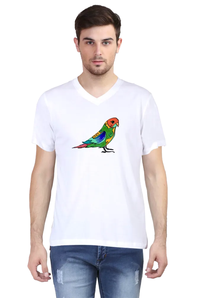 V Neck T-Shirt (Men) - Pretty Jandaya Parakeet (2 Colours)