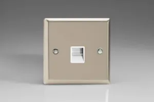 Varilight 1-Gang Telephone Master Plug Socket Satin Chrome XNTMW