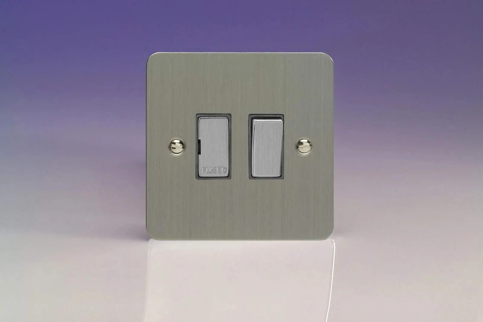 Varilight Ultraflat Brushed Steel 13A Switched Fused Spur Decorative