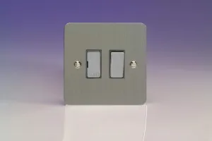 Varilight Ultraflat Brushed Steel 13A Switched Fused Spur Decorative