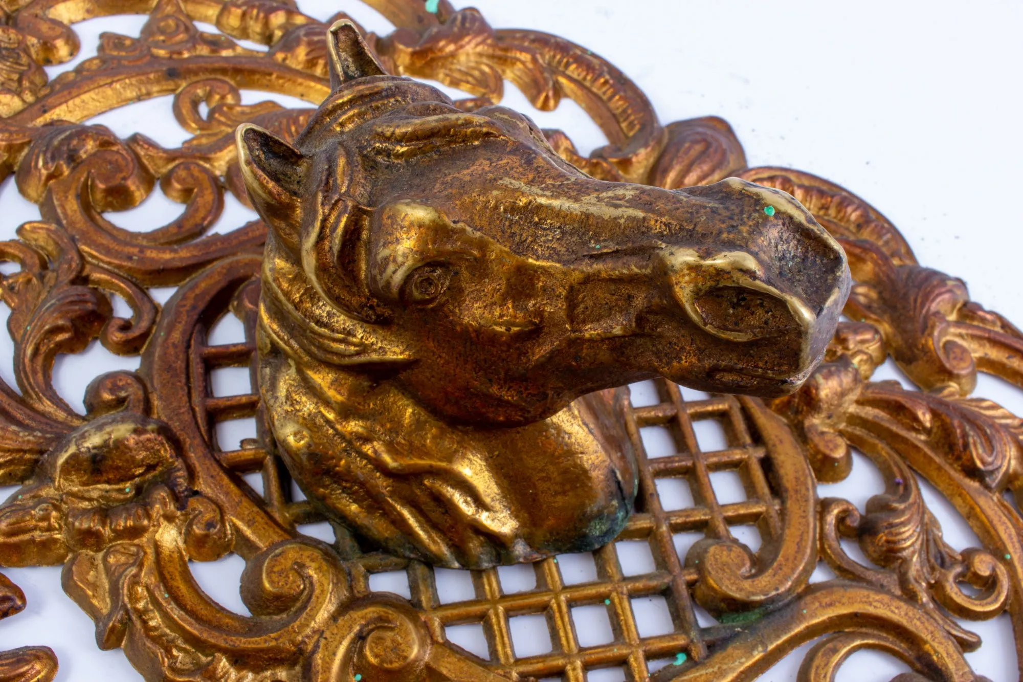 Vintage Brass Horse Plaque Found in France