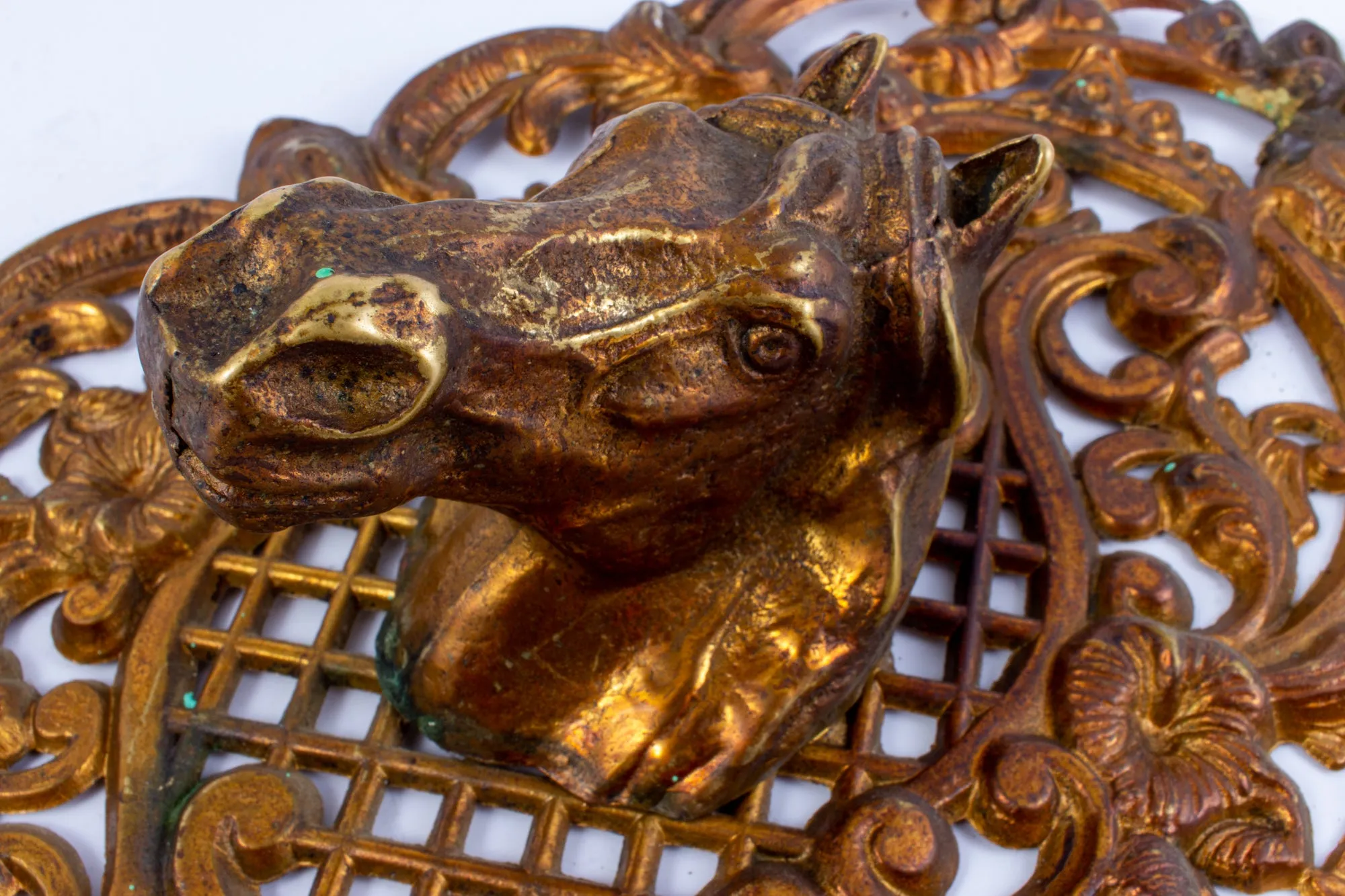 Vintage Brass Horse Plaque Found in France